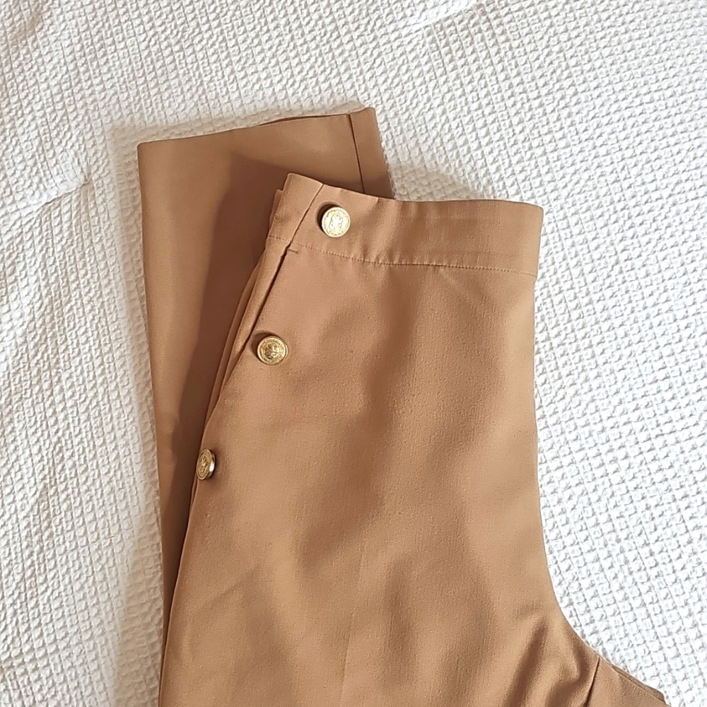 Zara Beige Trousers with Button Accents (3 Side Bottons)